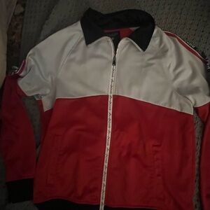 Ecko Unlimited Red and White Jacket with Black Accents